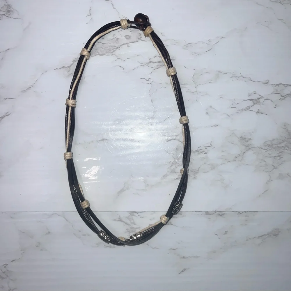 VINTAGE Y2K layered leather beaded NECKLACE